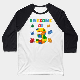 3 Year Old Building Blocks B-day Gift For Boys Kids Baseball T-Shirt